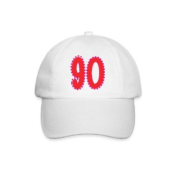 90. 90 JAHRE. 90. JAHRESTAG. 90-JÄHRIGES JUBILÄUM. - Baseballkappe - Weiß/Weiß - Vorne