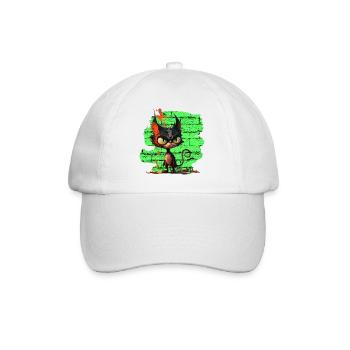 Lustige Katze - Baseballkappe - Weiß/Weiß - Vorne