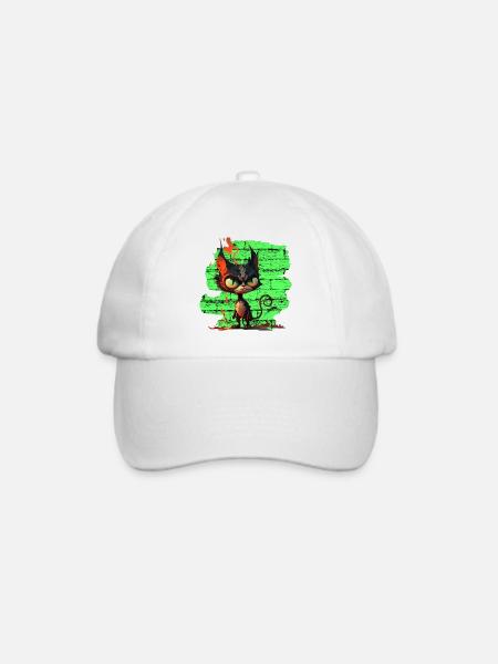 Lustige Katze - Baseballkappe - Weiß/Weiß