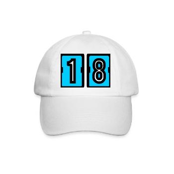 18. 18. GEBURTSTAG. GEBURTSTAG 18 JAHRE. 18 - Baseballkappe - Weiß/Weiß - Vorne