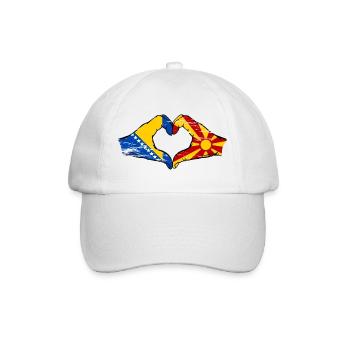 Bosnien Mazedonien Flagge Hände Herzform used - Baseballkappe - Weiß/Weiß - Vorne