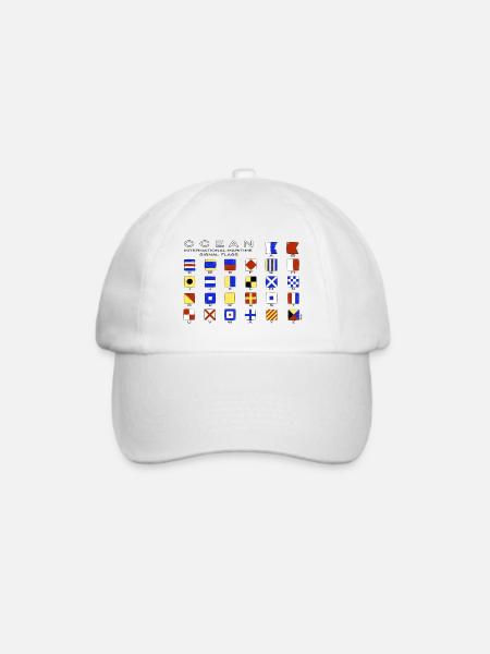 Ocean International Code Sea Flags, Marinekleidung - Baseballkappe - Weiß/Weiß
