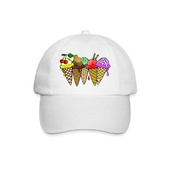Eis Vanilleeis Schokoladeneis Erdbeereis Himbeere - Baseballkappe - Weiß/Weiß - Vorne