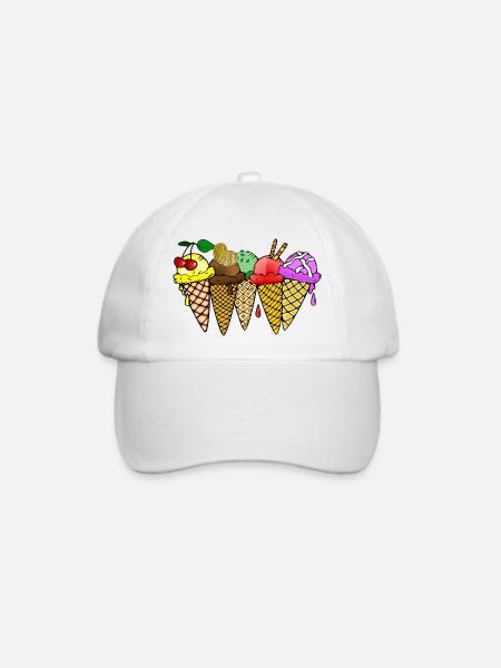 Eis Vanilleeis Schokoladeneis Erdbeereis Himbeere - Baseballkappe - Weiß/Weiß