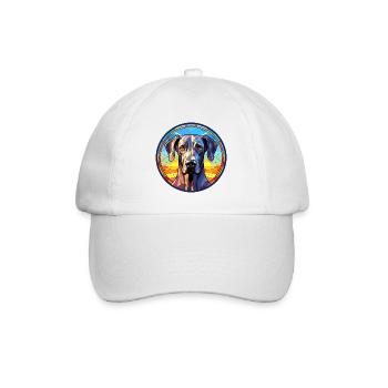 Deutsche Dogge Hunderasse Aquarellglas - Baseballkappe - Weiß/Weiß - Vorne