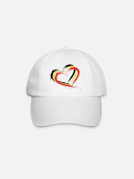 Herz Bürste Flagge Belgien Fahne Design Farben - Baseballkappe - Weiß/Weiß