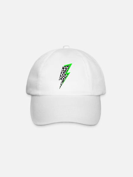 Blitz Leoparden Muster mit Neon Schatten - Baseballkappe - Weiß/Weiß