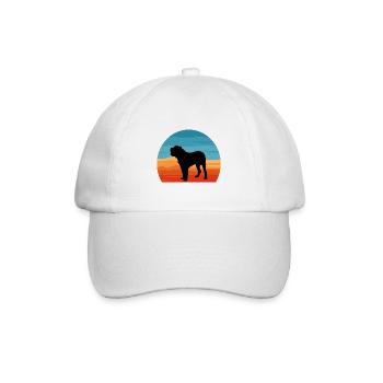 Alano Espanol Hundeliebhaber Silhouette Vintage Sonnenuntergang - Baseballkappe - Weiß/Weiß - Vorne