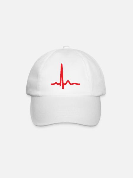 Herzschlag-EKG-Linie Medizinischer Pulswellen-Ikon-Vektor - Baseballkappe - Weiß/Weiß