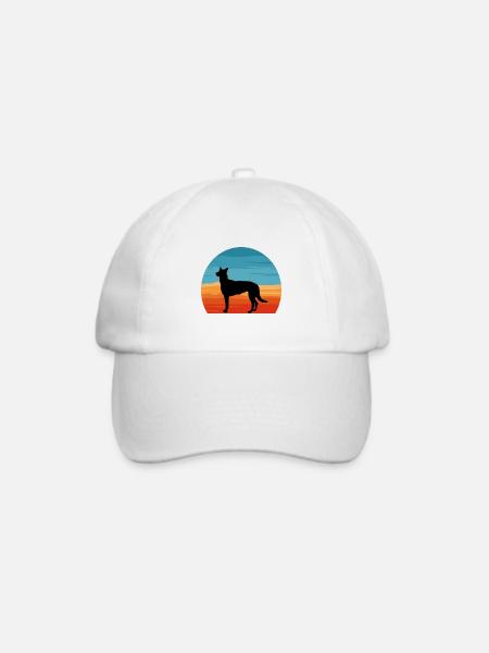 Belgischer Schäferhund Malinois Hund Silhouette Retro - Baseballkappe - Weiß/Weiß