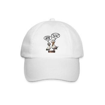 Meer Sprüche, Sprüche | T-Shirts | Möwe blöd - Baseballkappe - Weiß/Weiß - Vorne