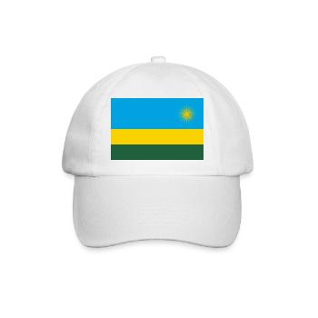 Ruanda – Flagge Sonnenaufgang blau-golden - Baseballkappe - Weiß/Weiß - Vorne