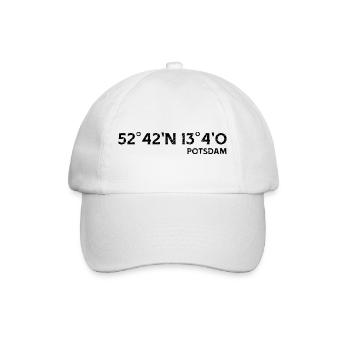 Potsdam Koordinaten Souvenir Geschenk - Baseballkappe - Weiß/Weiß - Vorne