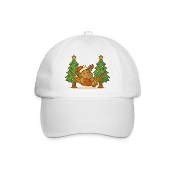 Elch Weihnachten Hängematte Cartoon - Baseballkappe - Weiß/Weiß - Vorne
