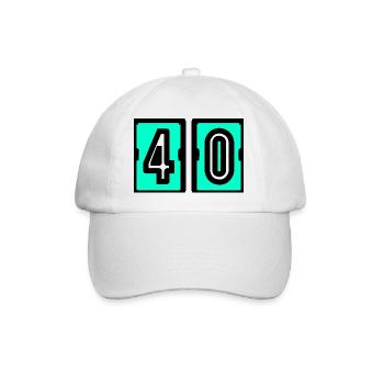 40. 40. GEBURTSTAG. GEBURTSTAG 40 JAHRE. 40 - Baseballkappe - Weiß/Weiß - Vorne