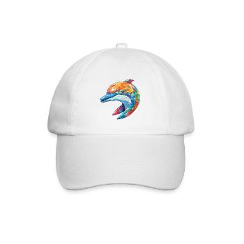 Delphin Bunte Aquarell-Tierillustration - Baseballkappe - Weiß/Weiß - Vorne