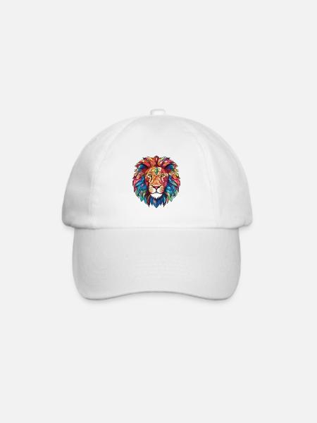 Löwe Buntes Aquarell Tier Haustier Illustration - Baseballkappe - Weiß/Weiß