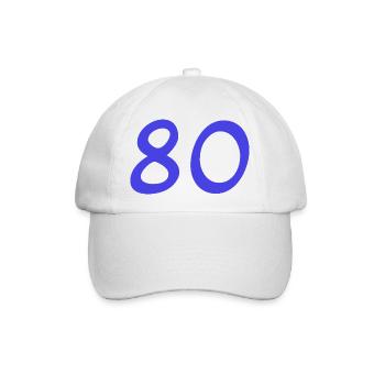 80. 80 JAHRE. 80-JÄHRIGES JUBILÄUM. 80. GEBURTSTAG. - Baseballkappe - Weiß/Weiß - Vorne