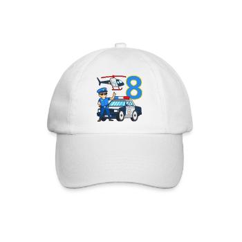 8 Geburtstag Polizei Auto 8 Jahre alt Polizist - Baseballkappe - Weiß/Weiß - Vorne