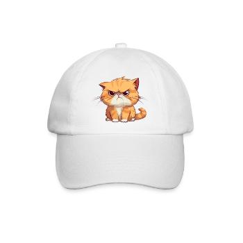 Mürrische aber niedliche orangene Katze - Baseballkappe - Weiß/Weiß - Vorne