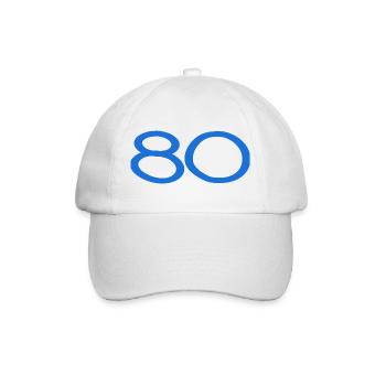 80. 80 JAHRE. 80-JÄHRIGES JUBILÄUM. 80. GEBURTSTAG. - Baseballkappe - Weiß/Weiß - Vorne