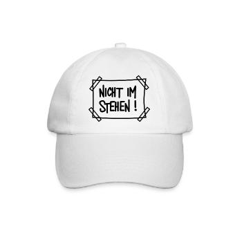 Nicht im stehen Schild Lustig Toilettenhumor - Baseballkappe - Weiß/Weiß - Vorne