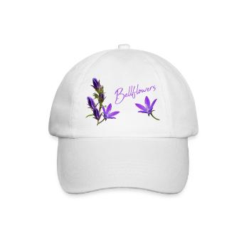 Glockenblumen lila Blumen - Baseballkappe - Weiß/Weiß - Vorne