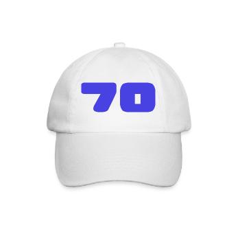 70. 70 JAHRE. 70-JÄHRIGES JUBILÄUM. GEBURTSTAG 70 JAHRE. - Baseballkappe - Weiß/Weiß - Vorne