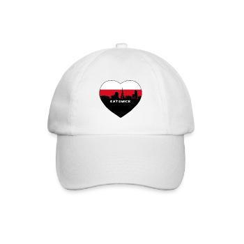Kattowitz Polen Flagge Skyline Reise Souvenir - Baseballkappe - Weiß/Weiß - Vorne