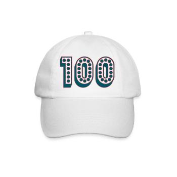 100. 100 JAHRE. 100-JÄHRIGES JUBILÄUM. 100. GEBURTSTAG - Baseballkappe - Weiß/Weiß - Vorne