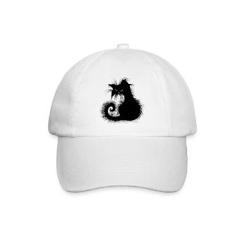 Katze Strassenkatzen Kater schwarz böse krank - Baseballkappe - Weiß/Weiß - Vorne