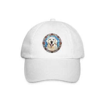 Große Pyrenäen Hunderasse Aquarellglas - Baseballkappe - Weiß/Weiß - Vorne