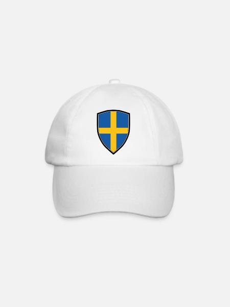 SWEDEN FLAG SHIELD - Baseballkappe - Weiß/Weiß