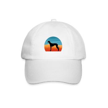 Alter kroatischer Windhund Hund Silhouette Retro Sonne - Baseballkappe - Weiß/Weiß - Vorne