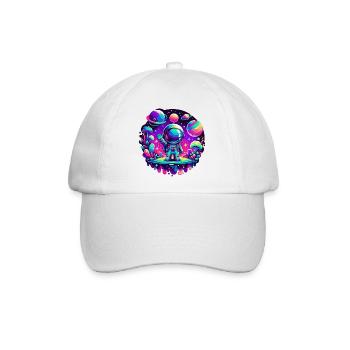 Kleiner Astronaut Pink – Magenta-Dschungel - Baseballkappe - Weiß/Weiß - Vorne