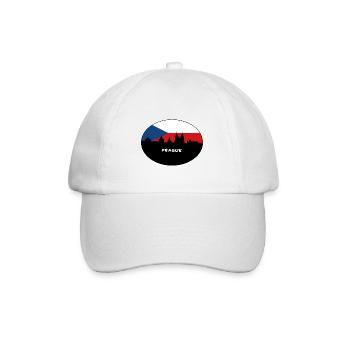 Prag Tschechien Flagge Skyline Silhouette Reisen - Baseballkappe - Weiß/Weiß - Vorne