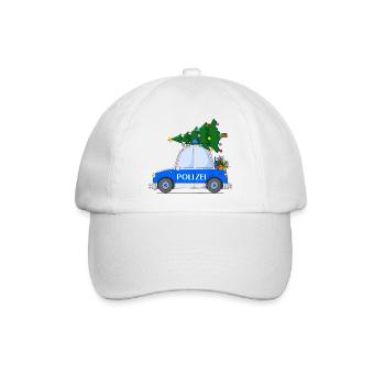 Polizeiauto Weihnachten - Baseballkappe - Weiß/Weiß - Vorne