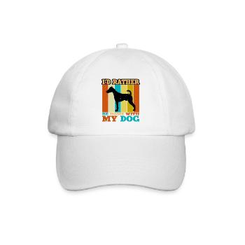Foxterrier Glatte Hundesilhouette Retro Sonnenuntergang - Baseballkappe - Weiß/Weiß - Vorne