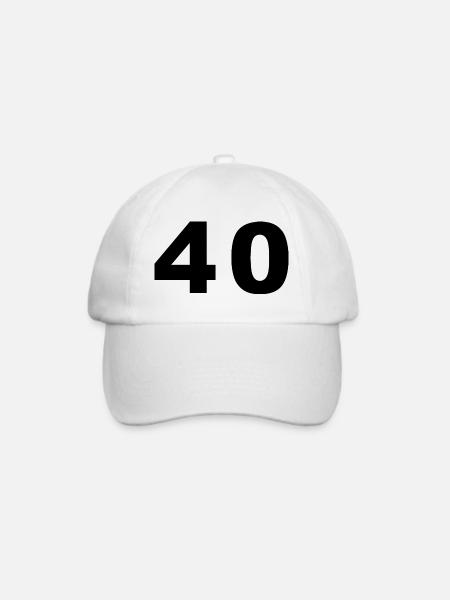 Number - 40 - Forty - Baseballkappe - Weiß/Weiß