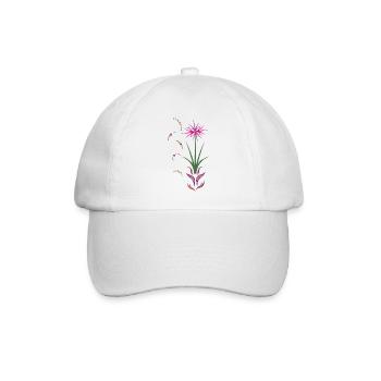 Blumenranke, Ornament - Baseballkappe - Weiß/Weiß - Vorne