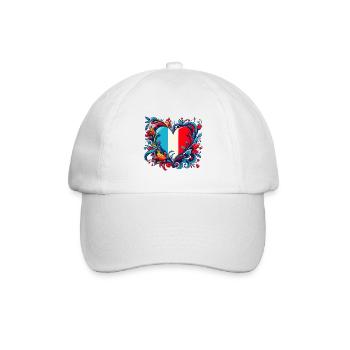 Französisches Vintage-Herz - Baseballkappe - Weiß/Weiß - Vorne