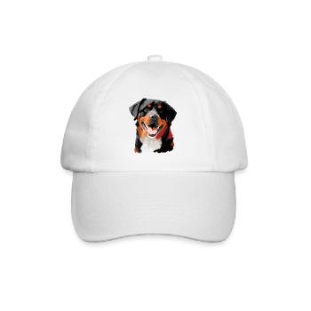 Rottweiler Hunderasse Gesicht Cartoon Illustration - Baseballkappe - Weiß/Weiß - Vorne