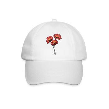 Mohnblumen - Baseballkappe - Weiß/Weiß - Vorne