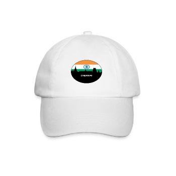 Chennai Indien Flagge Skyline Silhouette Reisen - Baseballkappe - Weiß/Weiß - Vorne