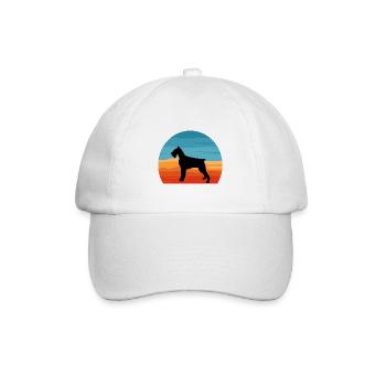 Riesenschnauzer Hund Liebe Silhouette Vintage Sonnenuntergang - Baseballkappe - Weiß/Weiß - Vorne