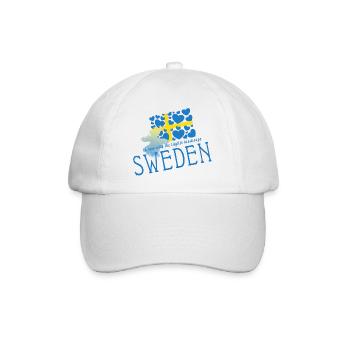 Schweden Sverige Sweden - Baseballkappe - Weiß/Weiß - Vorne