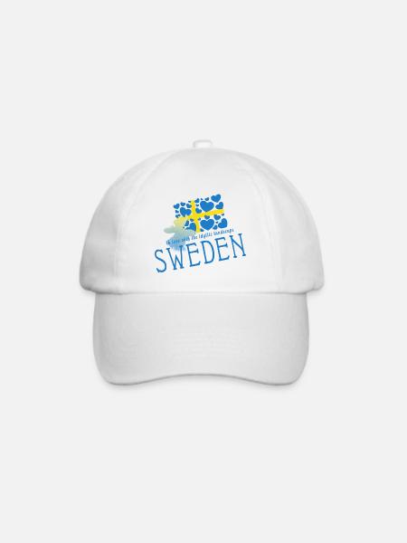 Schweden Sverige Sweden - Baseballkappe - Weiß/Weiß