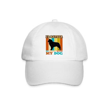Böhmischer Schäferhund Liebe Silhouette Retro Sonnenuntergang - Baseballkappe - Weiß/Weiß - Vorne