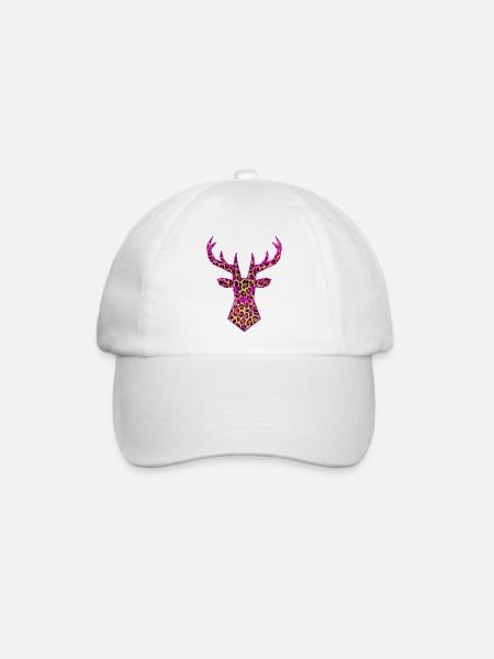 Hirsch PopArt Pink Leoparden Muster Vektor Polygon - Baseballkappe - Weiß/Weiß