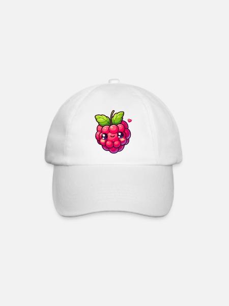 Himbeere - Herz - Baseballkappe - Weiß/Weiß